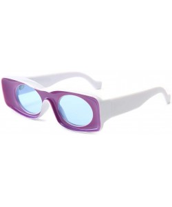 Rectangular Vintage Rectangular Sunglasses Women Colorful Female Sun Glasses for Party Decoration - Purple Blue White - CY18A...