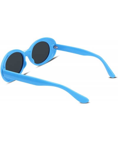 Round Clout Goggles Kurt Cobain Sunglasses Retro Oval Women Sunglasses B2253 - Blue - CR185IDKG2U $9.65