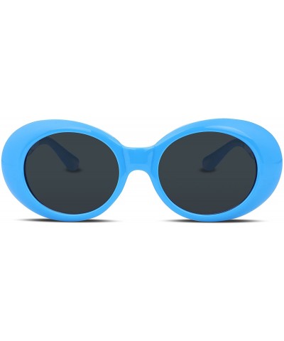 Round Clout Goggles Kurt Cobain Sunglasses Retro Oval Women Sunglasses B2253 - Blue - CR185IDKG2U $9.65