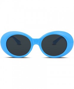 Round Clout Goggles Kurt Cobain Sunglasses Retro Oval Women Sunglasses B2253 - Blue - CR185IDKG2U $9.65