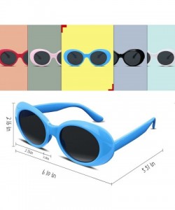 Round Clout Goggles Kurt Cobain Sunglasses Retro Oval Women Sunglasses B2253 - Blue - CR185IDKG2U $9.65