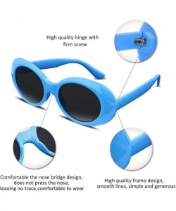 Round Clout Goggles Kurt Cobain Sunglasses Retro Oval Women Sunglasses B2253 - Blue - CR185IDKG2U $9.65