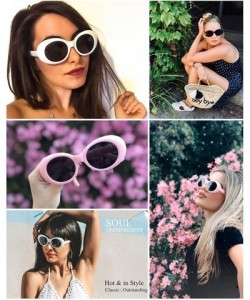 Round Clout Goggles Kurt Cobain Sunglasses Retro Oval Women Sunglasses B2253 - Blue - CR185IDKG2U $9.65