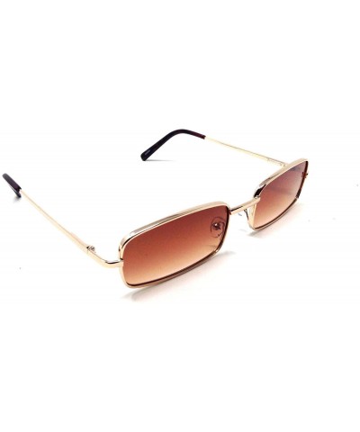 Rectangular Minister Slim Rectangular Luxury Sunglasses - Gold Metallic Frame - CO18QGS5Z8O $8.41