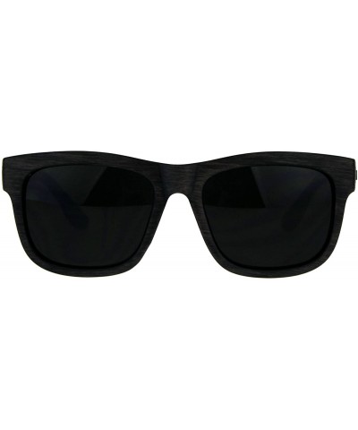 Square KUSH Dark Black Lens Sunglasses Wood Textured Square Rectangular Frame - Brown - CC18CKONUK3 $21.25