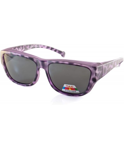 Square Unisex Large Polarized Matte Camo Print Fit-Over Rectangular Sunglasses P024 - Purple - CC18M4D2DS6 $10.49