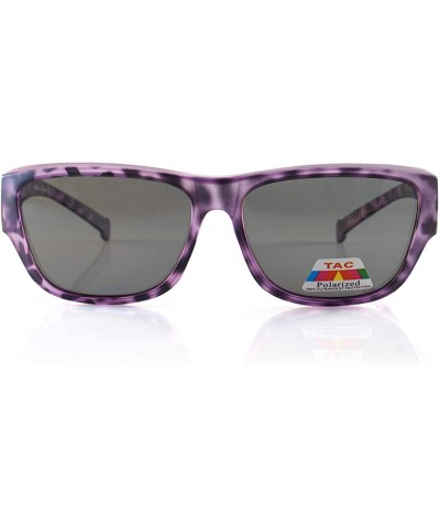 Square Unisex Large Polarized Matte Camo Print Fit-Over Rectangular Sunglasses P024 - Purple - CC18M4D2DS6 $10.49