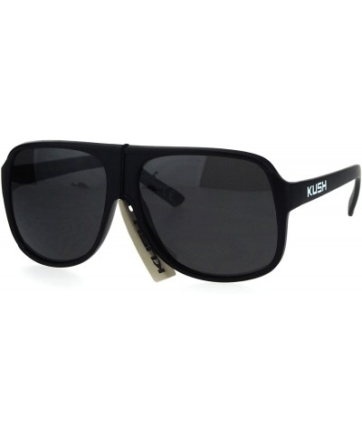 Square KUSH Sunglasses Mens Matte Black Square Racer Aviators UV 400 - Black White - C2184QH4G0G $10.66