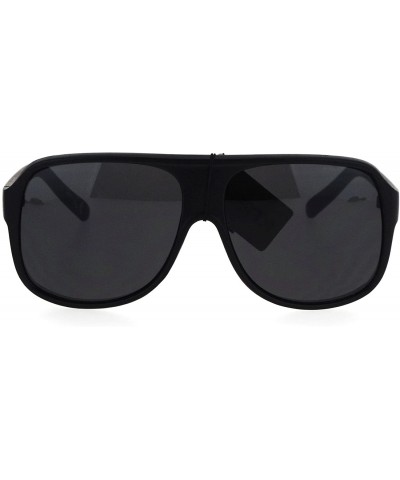 Square KUSH Sunglasses Mens Matte Black Square Racer Aviators UV 400 - Black White - C2184QH4G0G $10.66