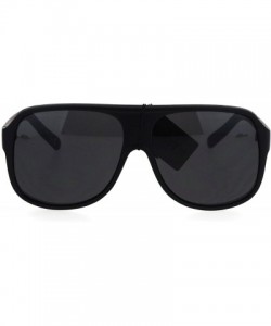 Square KUSH Sunglasses Mens Matte Black Square Racer Aviators UV 400 - Black White - C2184QH4G0G $10.66