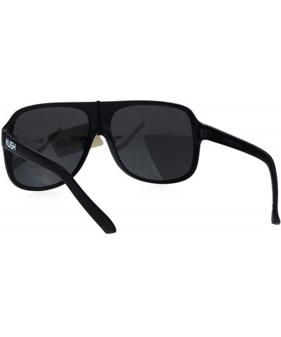 Square KUSH Sunglasses Mens Matte Black Square Racer Aviators UV 400 - Black White - C2184QH4G0G $10.66