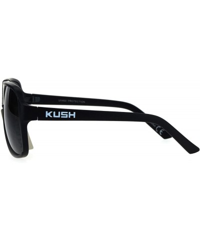 Square KUSH Sunglasses Mens Matte Black Square Racer Aviators UV 400 - Black White - C2184QH4G0G $10.66