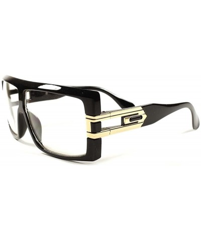 Square Hip Hop Rapper Vintage Retro Urban Fly Square Oversized Glasses - Black - C118ECDZIGD $13.93