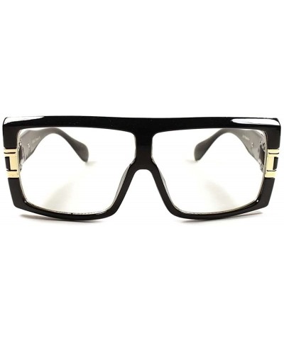Square Hip Hop Rapper Vintage Retro Urban Fly Square Oversized Glasses - Black - C118ECDZIGD $13.93