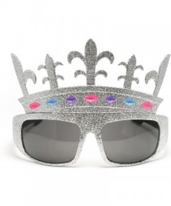 Goggle Fancy Bling Diamond Chrome Crown Shaped Sunglasses - Silver Glitter - C41190QRPDR $11.77