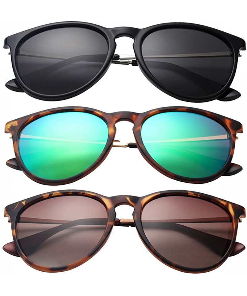 Round Classic Sunglasses Polarized Protection Mirrored - Leopard Green+black Gray+leopard Brown - C4194C8IWSN $16.51