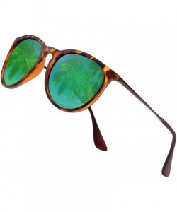 Round Classic Sunglasses Polarized Protection Mirrored - Leopard Green+black Gray+leopard Brown - C4194C8IWSN $16.51