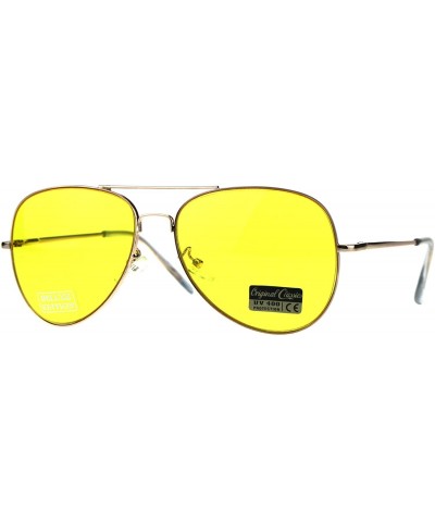 Aviator Air Force Aviator Sunglasses Classic Metal Frame Spring Hinge Yellow Lens - Gold - CE18CO3Z0LW $10.48