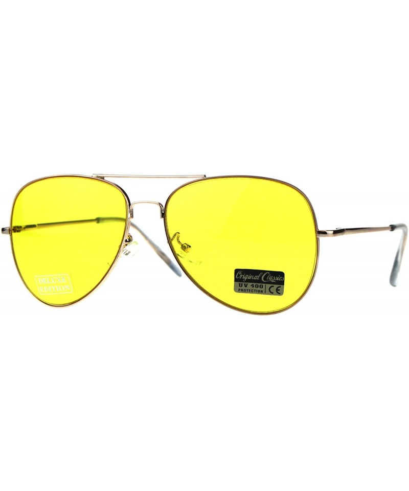 Aviator Air Force Aviator Sunglasses Classic Metal Frame Spring Hinge Yellow Lens - Gold - CE18CO3Z0LW $10.48