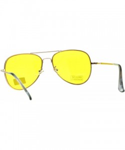 Aviator Air Force Aviator Sunglasses Classic Metal Frame Spring Hinge Yellow Lens - Gold - CE18CO3Z0LW $10.48