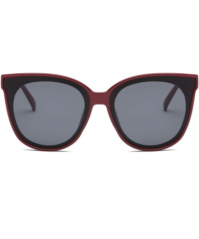 Oversized Women Retro Vintage Round Cat Eye Designer Sunglasses - Maroon - CL18I6UYE8E $8.40