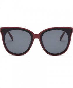 Oversized Women Retro Vintage Round Cat Eye Designer Sunglasses - Maroon - CL18I6UYE8E $8.40