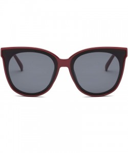 Oversized Women Retro Vintage Round Cat Eye Designer Sunglasses - Maroon - CL18I6UYE8E $8.40