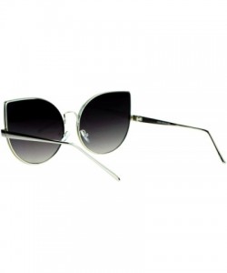 Cat Eye Retro Flat Lens Bat Shape Metal Rim Cat Eye Circle Sunglasses - Silver Mirror - CN12I79OJQ3 $7.94