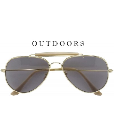 Aviator Oversize Round Double Bar Clear Lens Metal Aviator Plastic Cross Bar Glasses - Gold (Sun Sensor) - C617X0G378Y $9.36