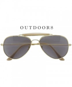 Aviator Oversize Round Double Bar Clear Lens Metal Aviator Plastic Cross Bar Glasses - Gold (Sun Sensor) - C617X0G378Y $9.36