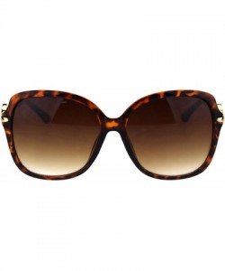 Oversized Womens Clove Jewel Metal Hinge Rectangular Butterfly Sunglasses - Tortoise Brown - CD18QUORMGC $9.97