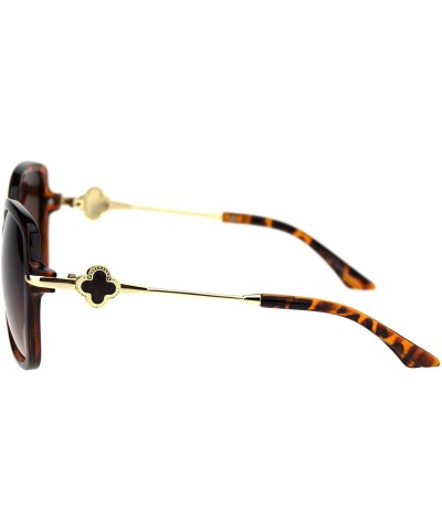 Oversized Womens Clove Jewel Metal Hinge Rectangular Butterfly Sunglasses - Tortoise Brown - CD18QUORMGC $9.97