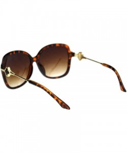 Oversized Womens Clove Jewel Metal Hinge Rectangular Butterfly Sunglasses - Tortoise Brown - CD18QUORMGC $9.97