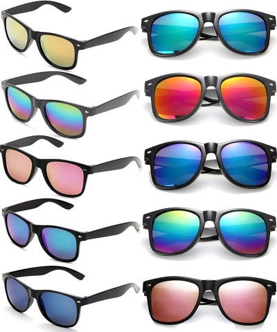 Aviator Wholesale Sunglasses Bulk for Adults Party Favors Retro Classic Shades 10 Pack - Black Mirrored - CQ195XWQ7C3 $33.23