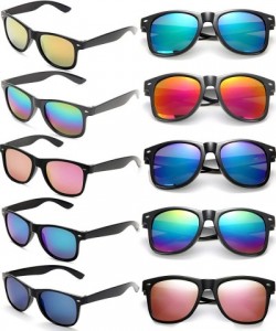 Aviator Wholesale Sunglasses Bulk for Adults Party Favors Retro Classic Shades 10 Pack - Black Mirrored - CQ195XWQ7C3 $14.07