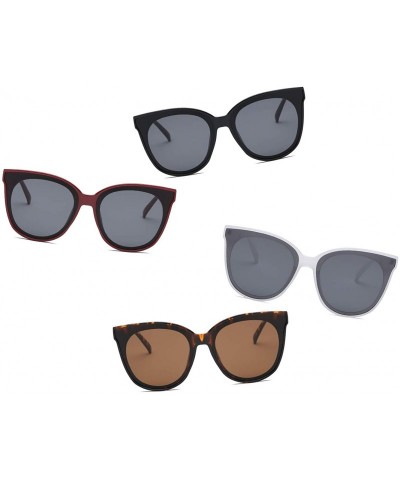 Oversized Women Retro Vintage Round Cat Eye Designer Sunglasses - Maroon - CL18I6UYE8E $8.40