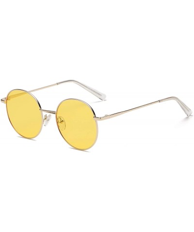 Round Classic Round Fashion Sunglasses - Yellow - CD18WU8I855 $21.75
