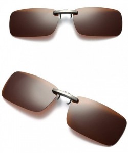 Oversized Detachable Night Vision Lens Driving Metal Polarized Clip On Glasses Sunglasses - Coffee - C4193XHGL8I $9.07