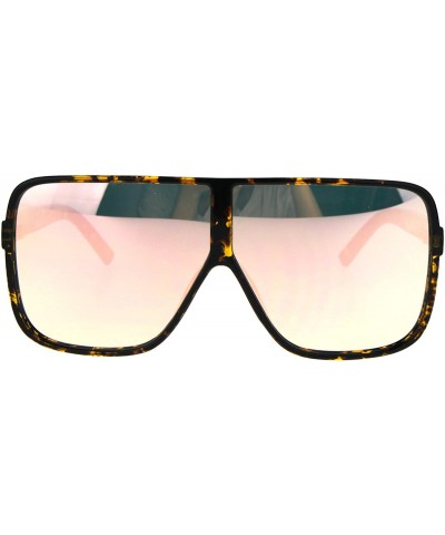 Oversized Thin Plastic Color Mirror Large Racer Mob Sunglasses - Tortoise Pink - CT186C2C0UL $11.48