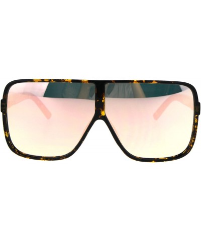 Oversized Thin Plastic Color Mirror Large Racer Mob Sunglasses - Tortoise Pink - CT186C2C0UL $11.48