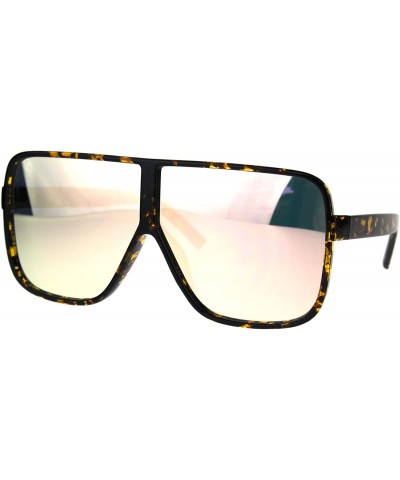 Oversized Thin Plastic Color Mirror Large Racer Mob Sunglasses - Tortoise Pink - CT186C2C0UL $11.48