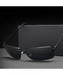 Rectangular Men's Rectangular Frameless Polarized Sunglasses UV400 Y8905 C1BOX - Y8905 C5box - CT18XEC73SX $18.34