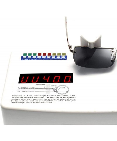 Rectangular Men's Rectangular Frameless Polarized Sunglasses UV400 Y8905 C1BOX - Y8905 C5box - CT18XEC73SX $18.34