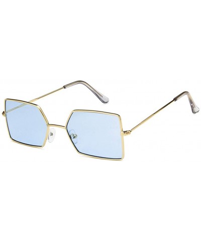 Rectangular Unisex Sunglasses Fashion Gold Red Drive Holiday Rectangle Non-Polarized UV400 - Gold Blue - CS18REA4MN8 $10.87