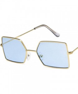 Rectangular Unisex Sunglasses Fashion Gold Red Drive Holiday Rectangle Non-Polarized UV400 - Gold Blue - CS18REA4MN8 $10.87