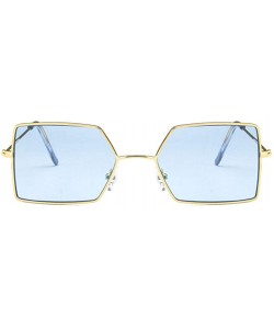 Rectangular Unisex Sunglasses Fashion Gold Red Drive Holiday Rectangle Non-Polarized UV400 - Gold Blue - CS18REA4MN8 $10.87