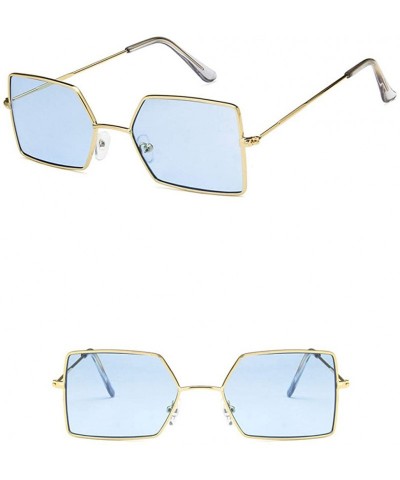 Rectangular Unisex Sunglasses Fashion Gold Red Drive Holiday Rectangle Non-Polarized UV400 - Gold Blue - CS18REA4MN8 $10.87