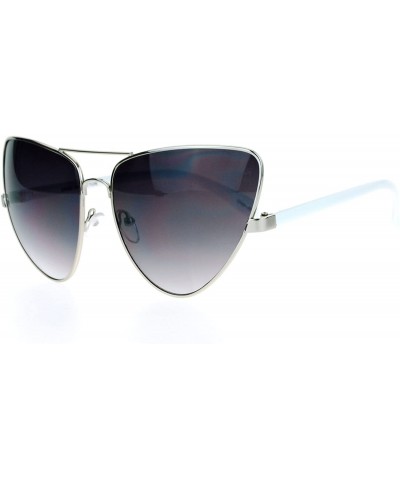 Oversized Womens Runway Fashion Retro Oversize Cat Eye Sunglasses - Silver White - C512BWPH7LN $23.42