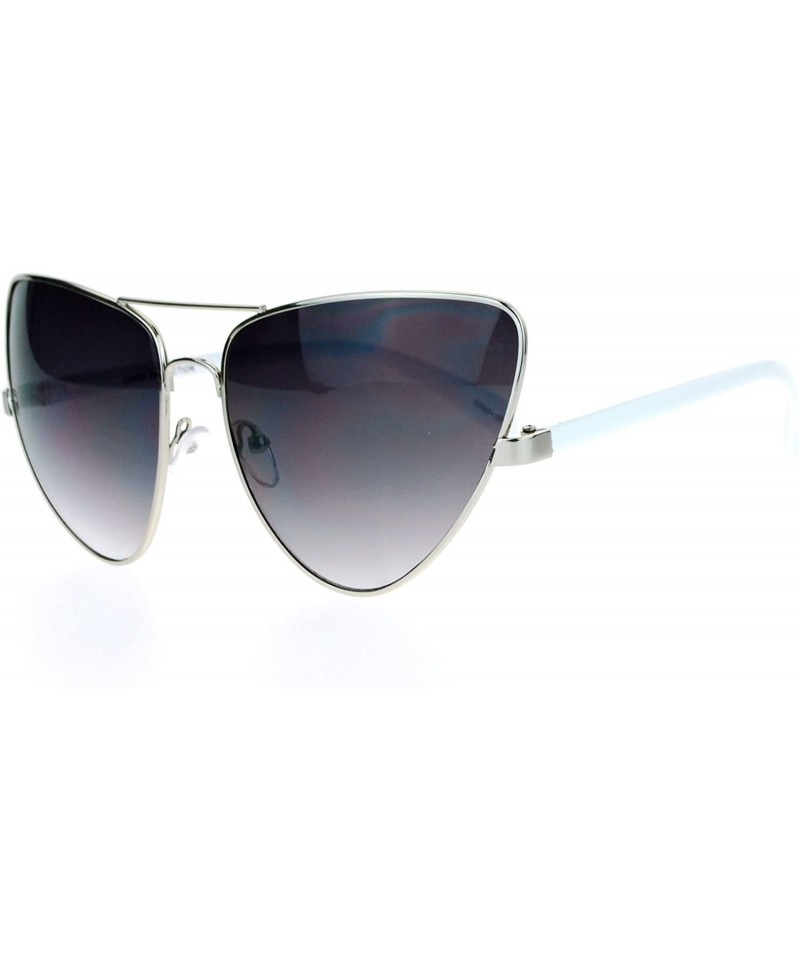 Oversized Womens Runway Fashion Retro Oversize Cat Eye Sunglasses - Silver White - C512BWPH7LN $13.25
