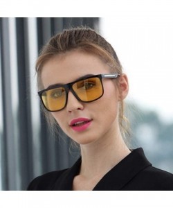 Square Polarized Sunglasses Nigt vision for Men UV400 Driving Sunglasses Gradient Sun Glasses - Matte Black Black - CU199L0S9...
